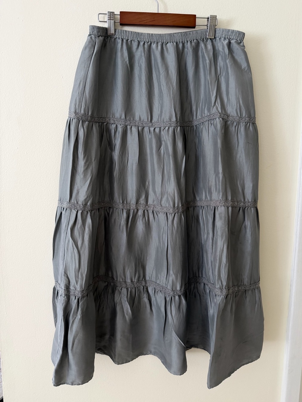 Like New 🩶Garnet Hill Tiered Maxi Skirt in Slate Gray